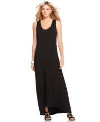 A crochet back adds a bit of boho flair to this Calvin Klein maxi dress for an easy yet stylish summer look!