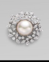 An elegant wreath of luminous pearls and sparkling cubic zirconia.16mm man-made organic pearls Cubic zirconia Sterling silver Drop, about 1 Made in Spain