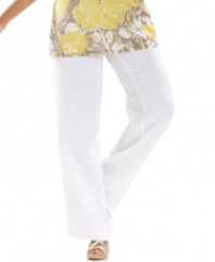 Enjoy the airy comfort of INC's straight leg plus size pants, crafted from linen-- they're season-perfect!