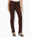 Lauren by Ralph Lauren's sleek ankle-length pant is crafted in stretch cotton with a slim leg, creating a silhouette that flatters the figure.
