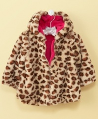 Your little fashionista will be the big cat anywhere you take her in this fun faux-fur animal-print jacket from First Impressions.