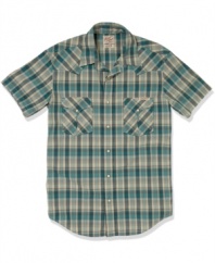 Kick back and relax in this easy-wear plaid shirt from Lucky Brand Jeans.