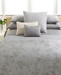 Serene sophistication. Boasting 280-thread count Egyptian cotton sateen, this Regent Damask fitted sheet from Calvin Klein provides a luxurious layer on your bed.