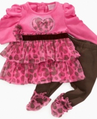 Show off her big heart in this exotic tunic and legging set from Nannette.