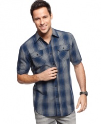 Keep your nightlife casual when you throw on this checkered shirt from Alfani.