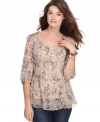 Soft country florals make this NY Collection peasant-style top so ethereal and romantic! Pair with jeans or cords for feminine but earthy look.