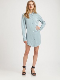Inspired by your favorite button-down staple, this flirty shirtdress has a point collar, button front and ultra-short silhouette. Point collarButton frontLong sleevesButtoned cuffsHi-low hemAbout 31 from shoulder to hemTencel®Machine washImportedModel shown is 5'9 (175cm) wearing US size Small.