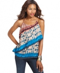 Tie dye gets a stylish spin with this Bar III tiered tank, a modern take on boho!