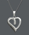 This asymmetrical heart necklace is both charming and practical.  Pendant features round-cut black and white diamonds (1/10 ct. t.w.) in a sterling silver setting. Approximate length: 18 inches. Approximate drop: 1-1/8 inches.