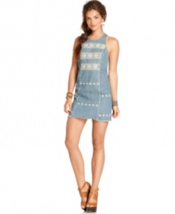 Southwest-inspired embroidery make this chambray Free People shift a hot pick for an updated boho look!