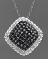 Ebony and ivory. Kaleidoscope's shapely square pendant features an elegant mix of black and white crystals with Swarovski Elements. Crafted in sterling silver. Approximate length: 18 inches. Approximate drop: 9/10 inch.