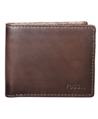 You'll love the classic silhouette and light contrast stitching of this all-leather Tate simple bifold wallet.