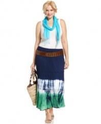 Salute the season in Style&co.'s plus size maxi skirt, featuring a dip-dyed pattern.