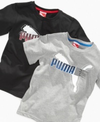 Just his speed: A Puma T-Shirt with the leaping cat logo.