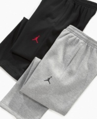 It's easy to be like Mike these days.  A pair of Jordan Jumpman fleece pants from Nike are all that he needs to hit the court in style.