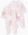 Keep her cozy all the way to her toes in an adorable footed coverall from this Little Me 2-pack.