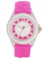 Fall in love with one of Betsey Johnson's signature fuchsia-draped timepieces.