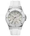 A fresh sport watch with sharp silver tone details by GUESS.