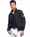 This sporty jacket from Armani Jeans heightens your athletic, seasonal look.