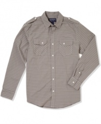 Straighten out. Get your style in line with this long-sleeve striped shirt from American Rag.