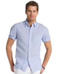 Maintain your cool and heat up your style with this plaid shirt from Izod.