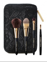 SAKS EXCLUSIVE. This Mini Brush Collection includes four brushes: The Foundation Brush, The Blush Brush, The Blending Brush and The Retractable Lip Brush. The brushes are housed in eminently collectible packaging, adorned in limited edition black lace to echo the fabric's importance in Dolce & Gabbana oeuvre. Made in Italy.