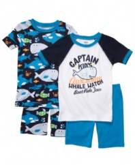Underwater adventures. Amplify his interest in aquatics with this fun marine-inspired shirts and shorts set from Carter's.