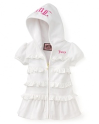 Juicy Couture Infant Girls' Ruffled Hooded Swim Cover Up - Sizes 3-24 Months