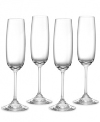 Vintage champagne flutes are sleek, timeless and crafted of brilliant Marquis by Waterford crystal. This set of toasting flutes is designed to enjoy any day of the week.