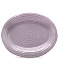 Celebrated chef and writer Sophie Conran introduces dinnerware designed for every step of the meal, from oven to table. A ribbed texture gives this mulberry Portmeirion oval platter the charm of traditional hand-thrown pottery.