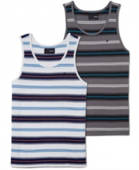 Hurley takes a tank top-one of the simplest silhouettes around-and does it in a multitrack stripe with a slightly vintage vibe.