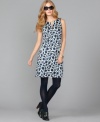 A geometric print refreshes a classic shift dress silhouette in this look from Tommy Hilfiger. (Clearance)