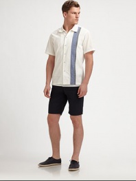 Classic colorblock designs adds dimension and contemporary edge to this tailored short, set in cool, comfortable nylon.Flat-front styleSide slash, back patch pocketsInseam, about 10NylonMachine washMade in USA