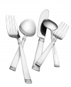 All squared away. The Palisades flatware set lends easy sophistication to casual meals with a streamlined design and ribbed accents in stainless steel. With place settings for four from International Silver.