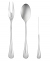 The contemporary and curvaceous Torun pattern is lustrous on the table and wonderful in the hand. Created by renowned jewelry designer and artisan Vivianna Torun Bulow-Hube in best-quality 18/8 stainless steel. Set includes a serving fork, a serving spoon and a butter spreader.