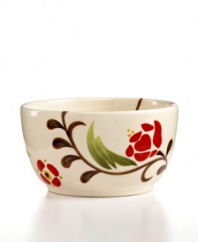 Hand painted with folksy florals, the Jardin cereal bowl from Vida by Espana delivers colorful fresh-for-spring style along with everyday durability.