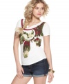 This breezy tee from Lucky Brand Jeans features a splatter-painted butterfly at the front and a crochet inset at the neckline, for a handcrafted look.