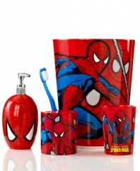 If there's trouble looming, Spiderman's always there to save the day! Your kids will have extra fun in the bathroom and feel like real life superheros with this Spiderman Sense tumbler from Marvel, featuring Spiderman designs in classic red and blue colors.