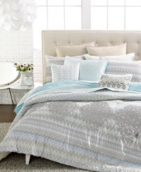 The Laurel comforter set from Home by Steve Madden transforms your bed into a modern work of art with allover zig zag patterns in delicate hues and multi shades of gray.