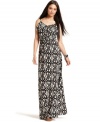 Get on trend with this tribal-printed maxi dress from INC--a ruffled tier at the neckline and a flattering silhouette make it a must-have!