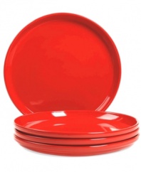 Keep the kitchen and table in check with Stax Living dinnerware. A cherry-red glaze adorns dinner plates for everyday use, in a shape designed for efficient stacking and storage. Perfect for small spaces!