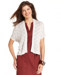 Crafted in breezy pointelle knit, Ellen Tracy's cardigan is a warm-weather essential. Dress it up with a crisp dress or dress it down with jeans and a tank top.