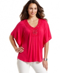 Flowy and ethereal, NY Collection's beaded batwing top gives any outfit a boost!