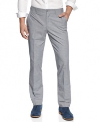 Bold and versatile, these flat-front dress pants from American Rag will be a dynamic addition to your working wardrobe.