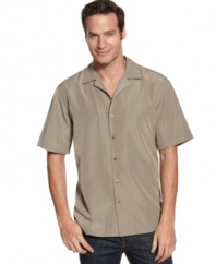 Classic comfort and style come hand-in-hand with this microfiber shirt from Via Europa.