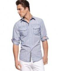 Pair this shirt from INC International Concepts with a pair of denim and you are ready to rock the night