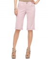 Say bye-bye to boring blues in these cuffed Bermuda shorts in a chic pink wash from DKNY Jeans. Try them with a breezy peasant top or A-line tank top!