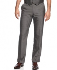 A classic look gets a modern upgrade with these straight-fit dress pants from Calvin Klein.