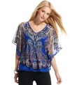 Sheer and totally seductive, INC's petite printed mesh blouse makes a lovely lightweight layer for day or night!