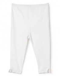 White leggings from Pearls & Popcorn channel laid-back luxe in cozy white cotton with ankle slit detail.